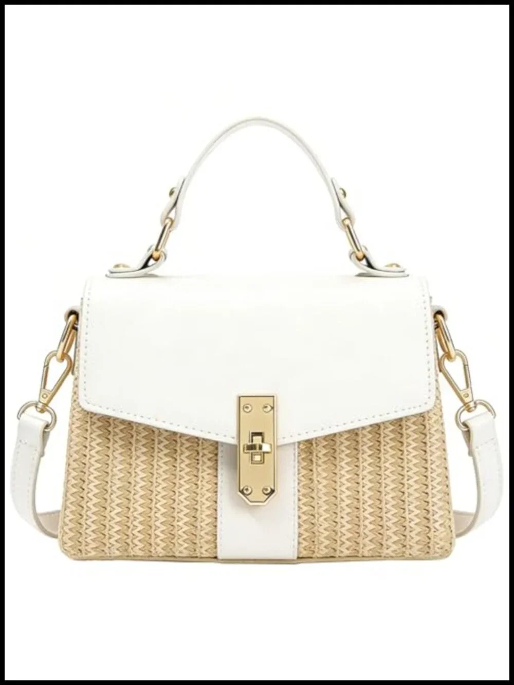 Woven Straw Summer Satchel Handbag Crossbody Beach Purse Women's Vacation Bag